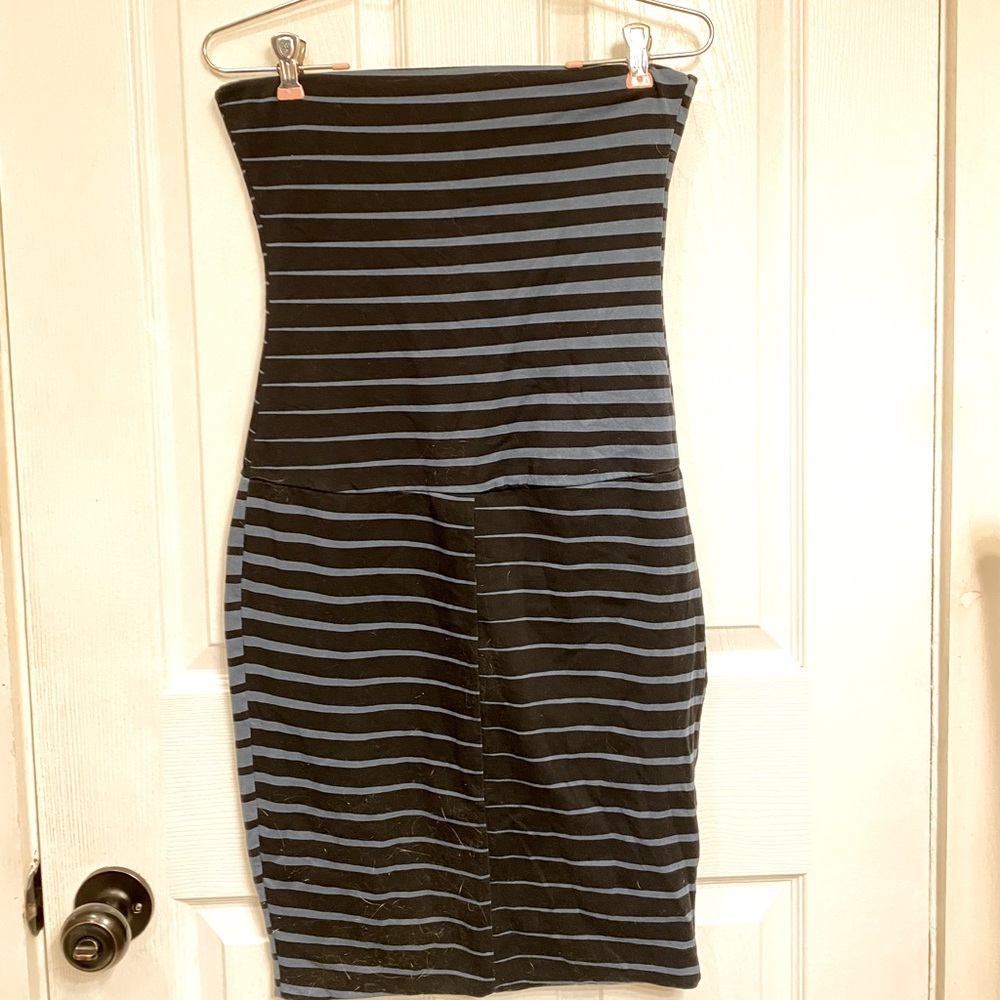 Striped Strapless Bodycon Dress